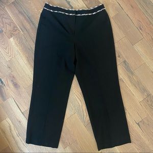 Larry Levine Black Stretch Tweed Waist Dress Pants Size 16